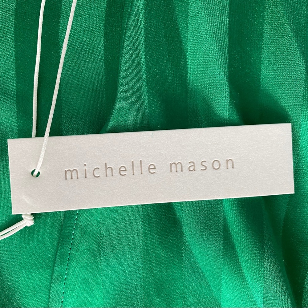 Michelle Mason Long Sleeve Mini Wrap Dress Green - Picture 8 of 10